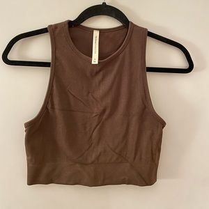 The Group by Babaton chocolate brown crop tank